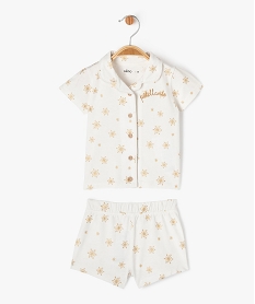 GEMO Pyjashort 2 pièces en coton avec motifs pailletés bébé fille Beige
