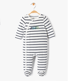 GEMO Pyjama bébé en velours avec ouverture devant et message brodé jaune chine