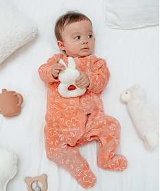 GEMO Pyjama bébé fille velours à motifs renards et petites fleurs Rose