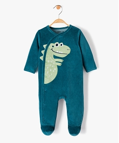 GEMO Pyjama bébé en velours imprimé dinosaure à fermeture ventrale bleu standard