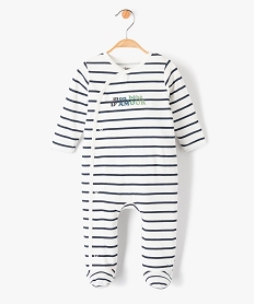 GEMO Pyjama en coton rayé pressionné devant bébé jaune chine