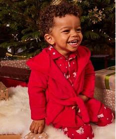 GEMO Ensemble de nuit 3 pièces spécial Noël : pyjama + robe de chambre garçon rouge standard