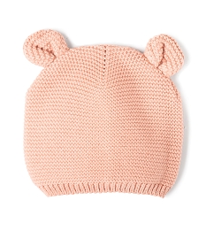 GEMO Bonnet de naissance en tricot avec oreilles en relief Rose