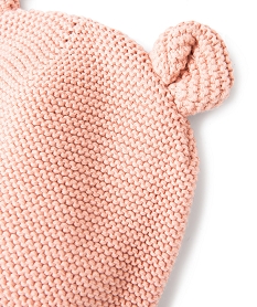 bonnet de naissance en tricot avec oreilles en relief roseJ230301_2