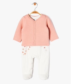 GEMO Ensemble 2 pièces combinaison et gilet bébé fille Rose