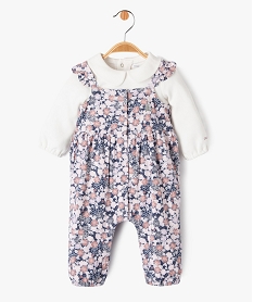 ensemble 2 pieces salopette et body bebe fille - lulucastagnette roseJ231201_1