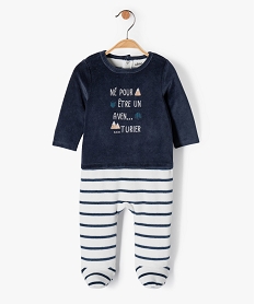 GEMO Pyjama bébé garçon velours bicolore effet 2 en 1 Bleu