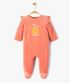 GEMO Pyjama dors-bien en velours imprimé à volants bébé rose standard