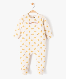 GEMO Pyjama bébé fille en velours imprimé poires et broderie beige standard