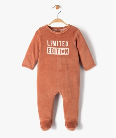 GEMO Pyjama bébé fille en velours à message rose chine
