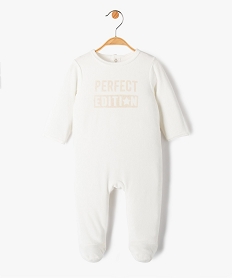 GEMO Pyjama bébé à pont-dos en velours avec message Beige
