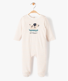 GEMO Pyjama bébé à pont-dos en coton rayé avec motif jaune chine