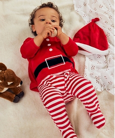 GEMO Pyjama de Noël velours avec bonnet bébé Rouge