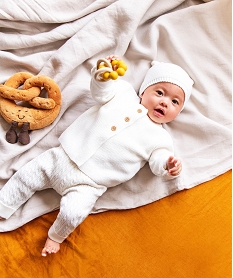 GEMO Gilet brassière bébé à col rond en maille tricotée Beige