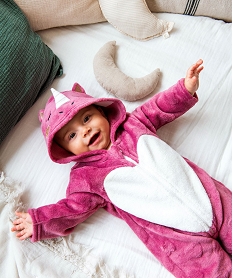 surpyjama chaud et doux a capuche motif animal ideal noel bebe roseJ237801_1