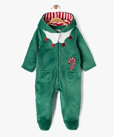 GEMO Surpyjama chaud et doux à capuche spécial Noël bébé Vert