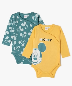 GEMO Bodies à manches longues fermeture croisée bébé garçon (lot de 2) - Disney Vert