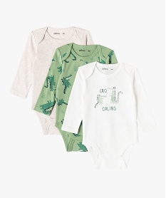 GEMO Body à manches courtes et col US en coton biologique bébé (lot de 3) Vert