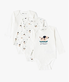 body a manches longues et col us en coton biologique bebe  (lot de 3) beigeJ239001_1