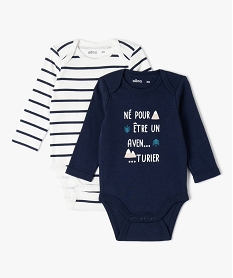GEMO Body bébé à manches longues et motifs (lot de 2) navy