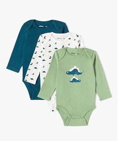 body a manches longues et col us en coton biologique bebe  (lot de 3) vertJ239301_1