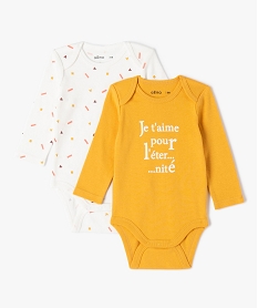 GEMO Body bébé à manches longues et motifs (lot de 2) Jaune