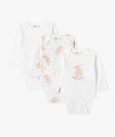 body bebe en coton biologique a manches longues et col us (lot de 3) beigeJ239901_1