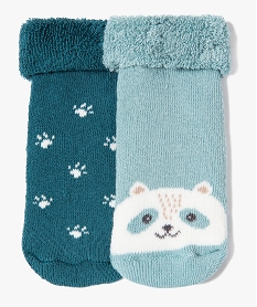 chaussettes en maille bouclette imprimee bebe garcon (lot de 2) bleu standardJ240901_1