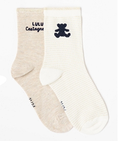 GEMO Chaussettes pailletées fille (lot de 2) - LuluCastagnette beige chine
