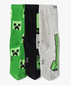 GEMO Chaussettes hautes à motifs garçon (lot de 3) - Minecraft vert standard