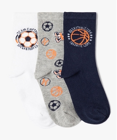 GEMO Chaussettes à motifs ballons garçon (lot de 3) Bleu