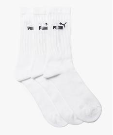 GEMO Chaussettes de sport tige haute en coton doux homme - Puma (lot de 3) blanc standard