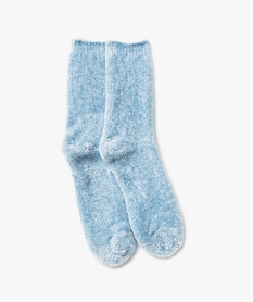 GEMO Chaussettes en maille chenille douce et épaisse femme bleu vif