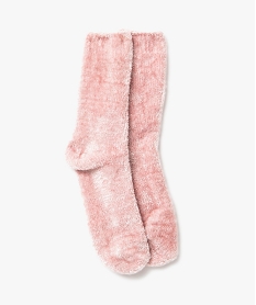 GEMO Chaussettes en maille chenille douce et épaisse femme Rose