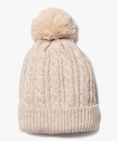 GEMO Bonnet en maille torsadée avec pompon bébé garçon beige standard