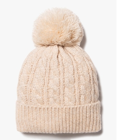 GEMO Bonnet en maille torsadée avec pompon bébé fille beige standard