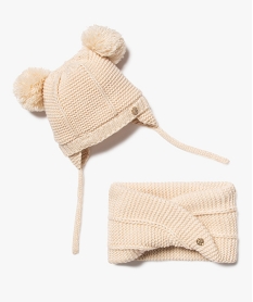 ensemble hiver 2 pieces bebe fille bonnet et echarpe - lulucastagnette beige standardJ249701_1