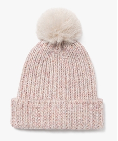 bonnet en maille pailletee avec pompon fille rose standardJ250101_1