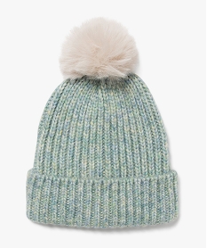 bonnet en maille pailletee avec pompon fille bleu standardJ250201_1