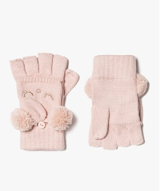 gants fille 2-en-1 avec pompons et details pailletes rose standardJ250501_1