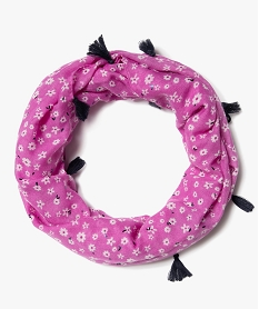 foulard snood leger a fleurs et pompons fille violet standard foulards echarpes et gantsJ252201_1