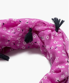 foulard snood leger a fleurs et pompons fille violet standard foulards echarpes et gantsJ252201_2