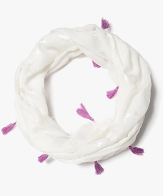 GEMO Foulard snood à motifs irisés et pompons fille blanc standard