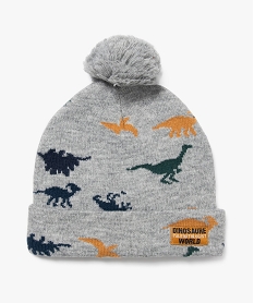 GEMO Bonnet à pompon et revers motif dinosaures garçon Jaune