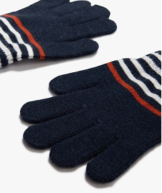 gants a rayures en maille douce garcon - lulucastagnette bleuJ253801_2