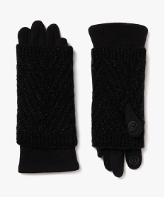 gants mitaines 2 en 1 tactiles femme noir standardJ259901_1