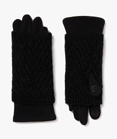 GEMO Gants mitaines 2 en 1 tactiles femme noir standard