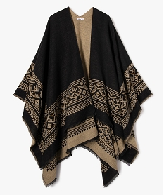 GEMO Poncho réversible à motifs ethniques femme noir standard