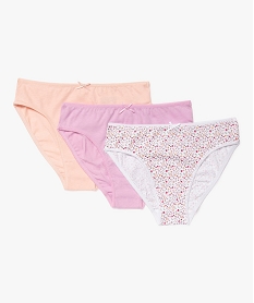 GEMO Culottes assorties en coton biologique extensible fille (lot de 3) Rose