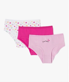 GEMO Shorties à motifs coeurs en coton extensible fille (lot de 3) Multicolore